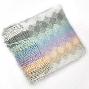 Croft & Barrow | Tasseled Colorful Scarf with Shiny Silver Accents
